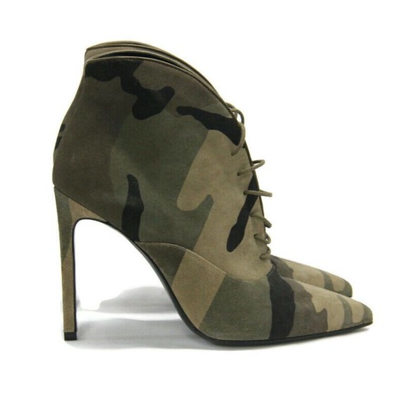 Saint Laurent Boots Pointed Toe CamO High Heel Ankle Booties Size 36 US 5 w BOX - Picture 5 of 12
